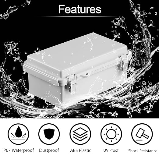 LeMotech Electrical Box, IP67 Waterproof Hinged Cover Stainless Steel Latch - Image 3
