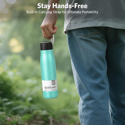 Water Bottle with Portable Lid Metal Thermos Vacuum Insulated Stainless Steel | - Image 5