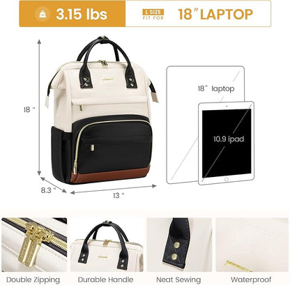 LOVEVOOK Leather Backpack for Women, 18 inch Leather Laptop Backpacks Women - Image 4