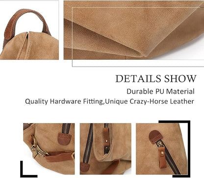 KL928 PU Leather Vintage Backpack – Large Casual Daypack Outdoor Travel - Image 3