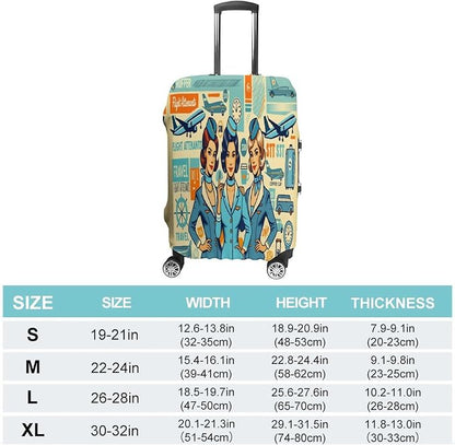 Flight Attendants Travel Vintage Style Retro Stretch Luggage Cover, Washable - Image 2