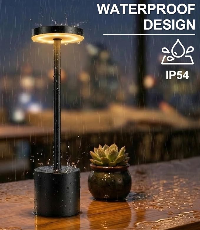 Swinerton Black Cordless Table Lamp, Rechargeable 5000mAh Battery Powered - Image 8