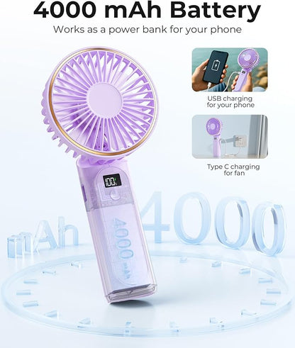 TUNISE Portable Handheld Fan, 180 Adjustable, 6 Speed Wind, USB Rechargeable - Image 4