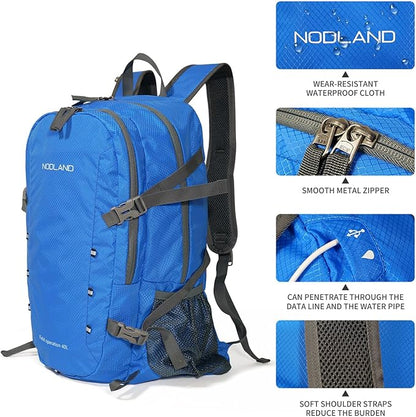 NODLAND Lightweight Backpack, Travel 40L Foldable Water-Resistant Daypack - Image 3