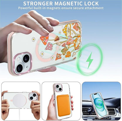 Case for iPhone 14 Plus/15 Plus, Retro Mushroom Sunflower Phone Case Design，for - Image 3