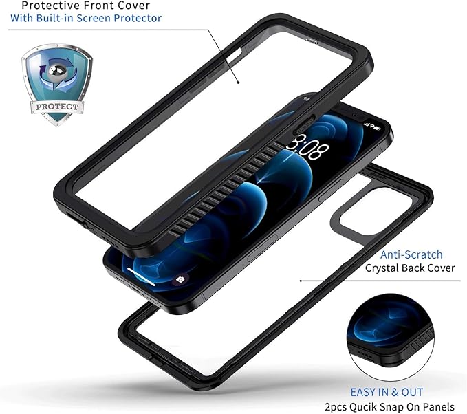 Lanhiem for iPhone 12 Case, Waterproof Dustproof Shockproof Case - Image 2