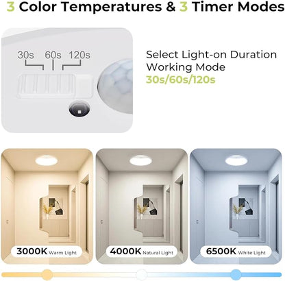 hepside 4 Pack Motion Sensor Ceiling Light Wired, 3000K/4000K/6500K LED Flush - Image 2