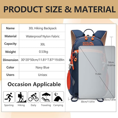 Hiking Backpack With Rain-cover, 30L Travel Backpacks - Image 2