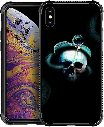 for iPhone X/Xs Case, Skeleton Winding Snake Pattern Graphic Design Girl Boy by FKBRCL4U