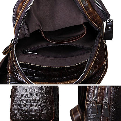 Hebetag Crocodile Genuine Leather Sling Bag Crossbody Backpack - Image 6