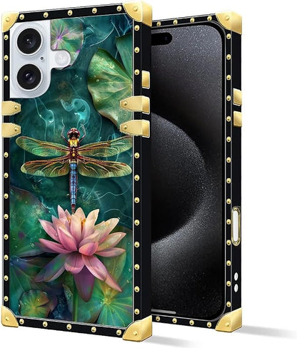 Compatible with iPhone 16 Plus Case, Colourful Dragonfly Pink Lily Pads Luxury - Image 3