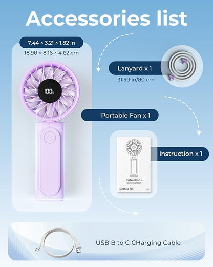 Peiyuu Portable Fan, 4000mAh USB Rechargeable, 180° Foldable Mini Desk Fan - Image 8