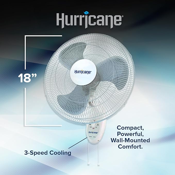 Hurricane 18" Supreme 90-Degree Oscillating Wall Mounted Fan - Image 3