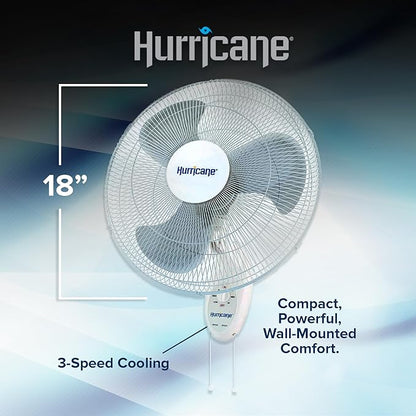 Hurricane 18" Supreme 90-Degree Oscillating Wall Mounted Fan - Image 3