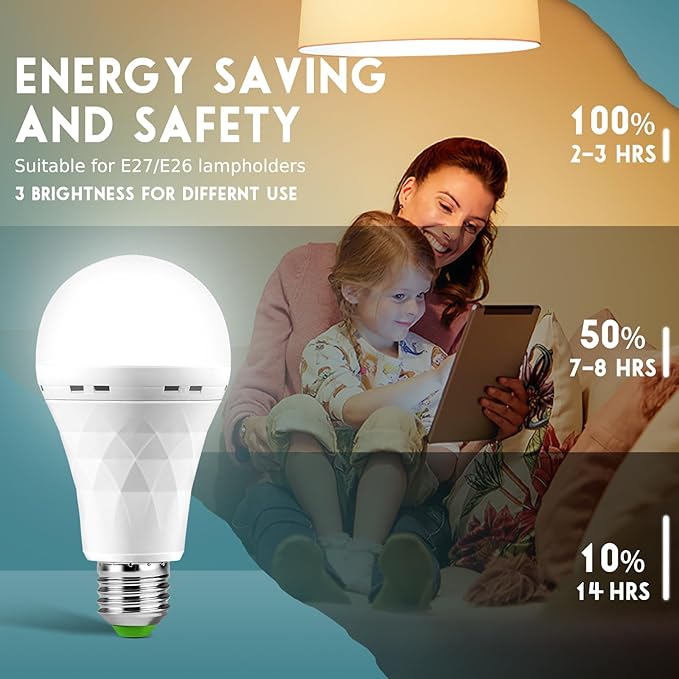 6 Pack Rechargeable Emergency Light Bulbs, Battery Powered LED Light Bulb 6000K - Image 3