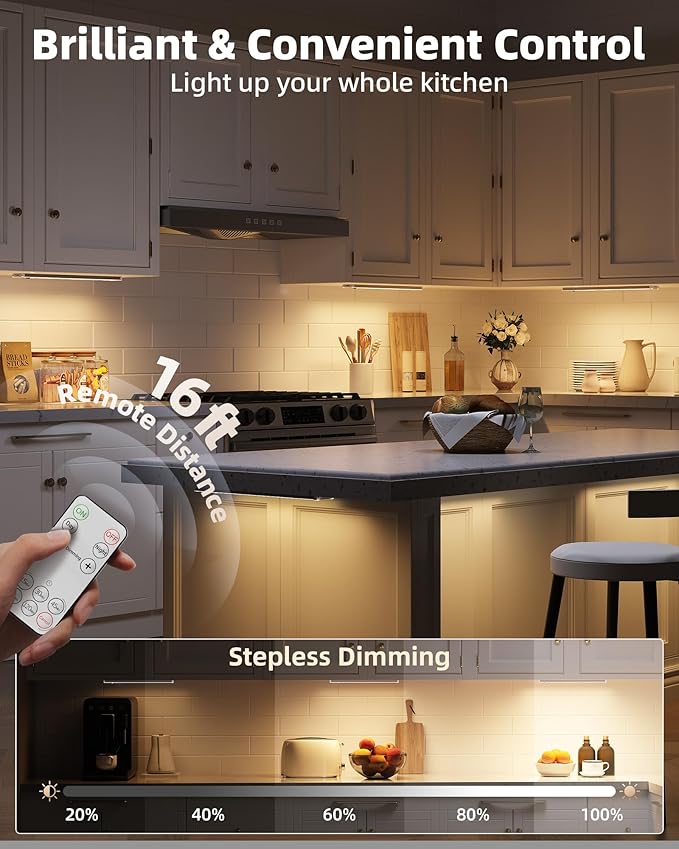EZVALO 3-Pack Under Cabinet Lighting, 2400mAh Motion Sensor Light, LED Closet - Image 5