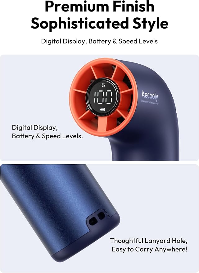 Aecooly Portable Handheld Fan, Powerful Turbo Mini Fan, 19000 RPM High Speed - Image 7