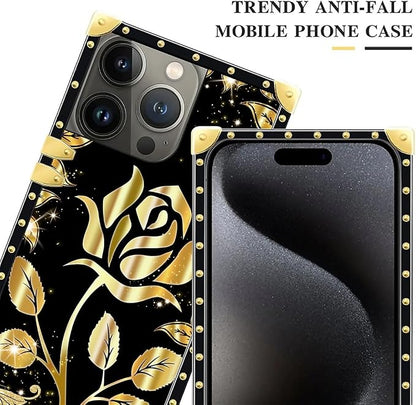 Compatible with iPhone 16 Pro Max Case, Shine Gold Rose Luxury Golden Decoration - Image 4
