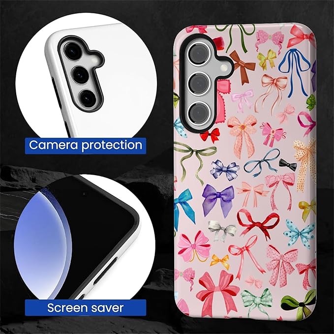 for Samsung Galaxy S25 Plus Case, HL2 Aesthetic Color Bow Tie Hybrid 2 Layer - Image 4