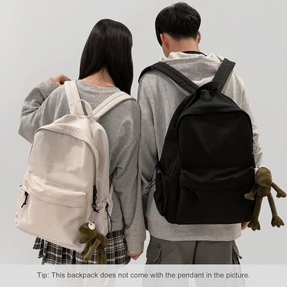 Beige School Backpack for Girls Water Resistant High School Book Bag Simple - Image 2
