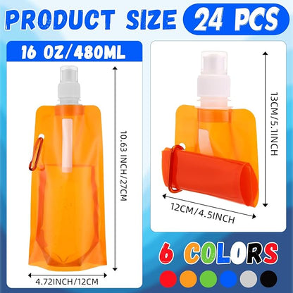 Teenyyou 24 Pack Collapsible Water Bottles Bulk 16oz Foldable Water Bottles - Image 2