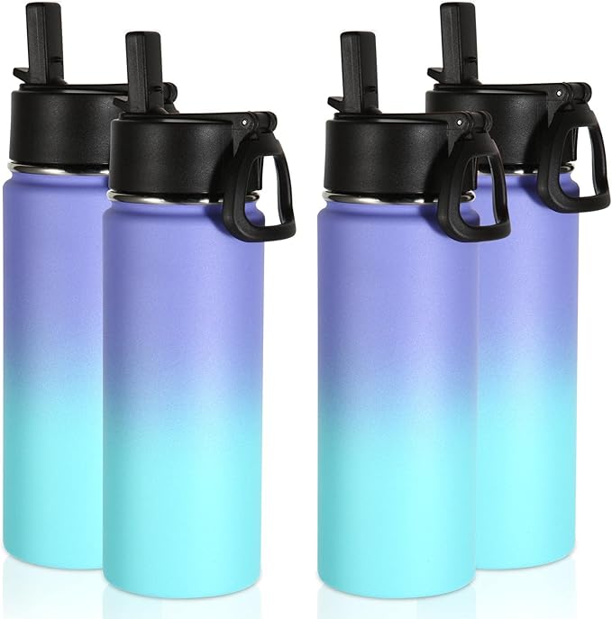 Volhoply 18oz Insulated Water Bottle Bulk 4 Pack, Kids Stainless Steel Water by LiveFully%EF%BC%8CDrinkFreely%E2%80%94KeepGoingwithVolhoply%EF%BC%81