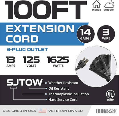 Iron Forge Cable 14 Gauge Outdoor Extension Cord 100 Ft - Image 2