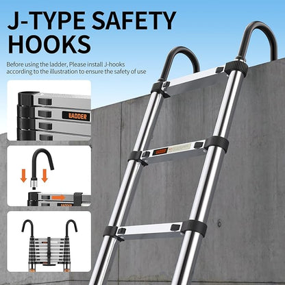 Telescoping Ladder, with Stable Hook and stabilizer barand, Extension Ladder - Image 2