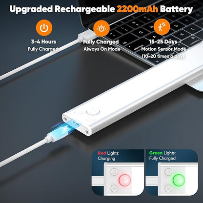 10 Inch Under Cabinet Lights, 2200mAh Rechargeable Battery Operated Motion - Image 4
