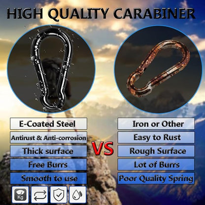 Black Carabiner Clip, Heavy Duty Spring Snap Hook Quick Link - Image 3