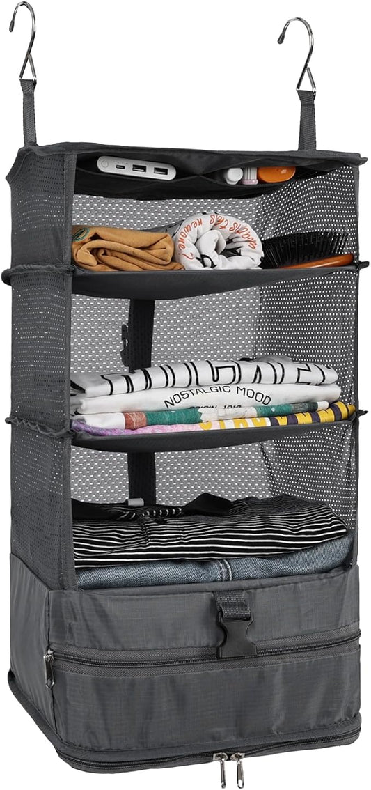 Surblue Hanging Closet Storage Bag Collapsible 3-Shelf Washable Oxford Fabric by SURBLUE