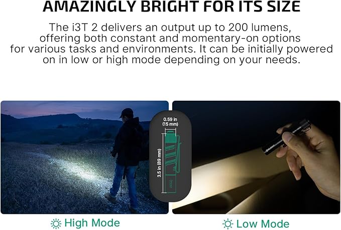 OLIGHT I3T 2 EOS Pocket EDC Flashlight, 200 Lumens Compact Bright Handheld - Image 3