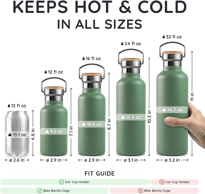 Bambaw 24 oz Insulated Water Bottle, Double Wall Metal Water Bottle Stainless - Image 5