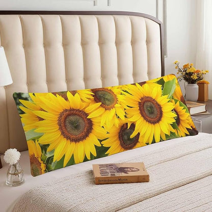 Sunflower Body Pillow Cover Yellow Sunflowers Field Decorative Body Pillow - Image 3