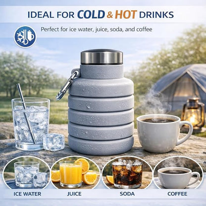 Collapsible Water Bottles, 16oz Capacity Portable Reusable Silicone Water Bottle - Image 6