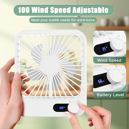 Travel Fan for Sleeping, 6.8" Small Portable Fan Rechargeable Battery Powered - Image 2