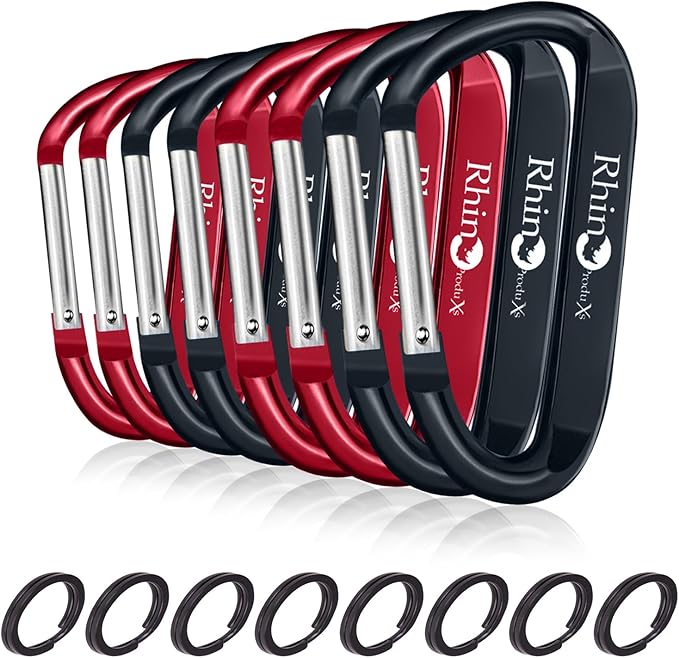 Rhino Produxs 8PCS of Lightweight Duty Snap Carabiner Clips, D Ring Shape by Rhino+Produxs