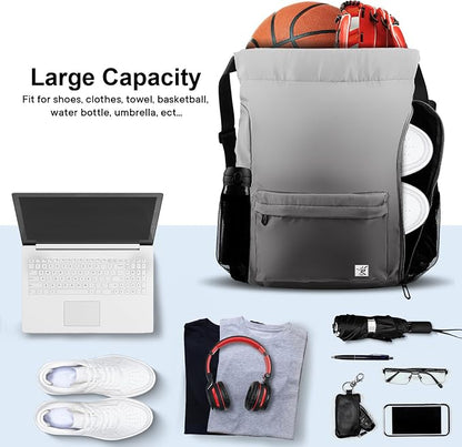 Drawstring Backpack with Mesh Pockets String Gym Bag Sackpack Sandproof Water - Image 2