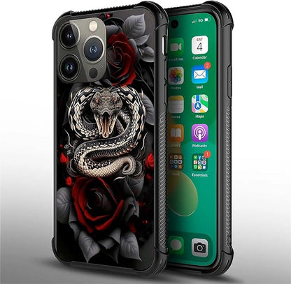 for iPhone 13 Pro Case, Entwined Rose Snake Pattern Graphic Design Girl Boy - Image 6