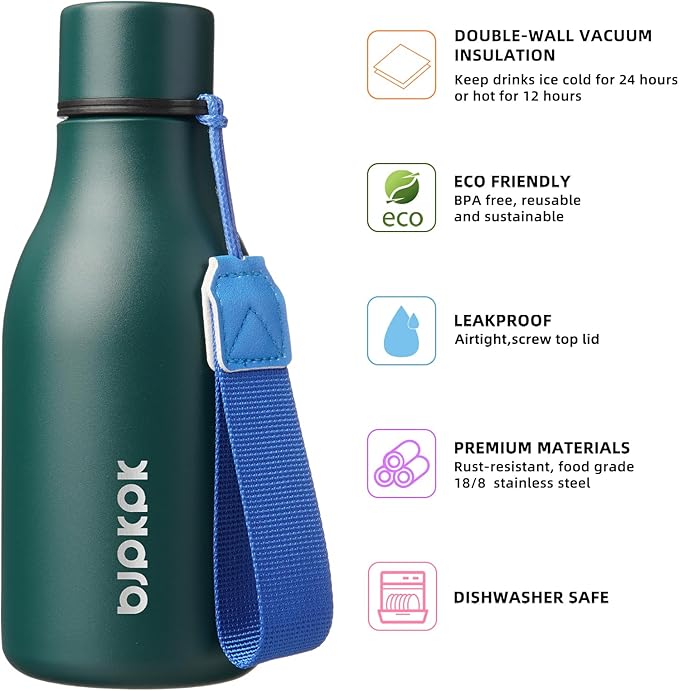 BJPKPK Insulated Water Bottles, 12oz Stainless Steel Metal Water Bottle - Image 2