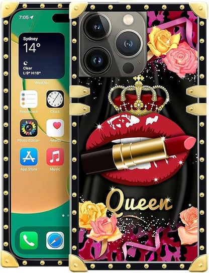 Compatible with iPhone 14 Pro Max Case, Queen Lip Crown Leopard Print Luxury by Unknown