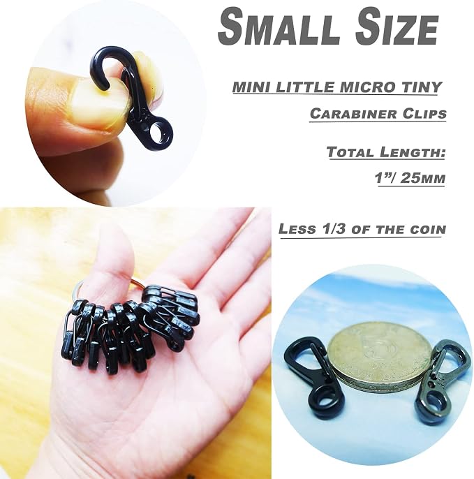 Mini Carabiner Clips with Metal Spring Wiregate Hook and Little Eye Hole - Image 5