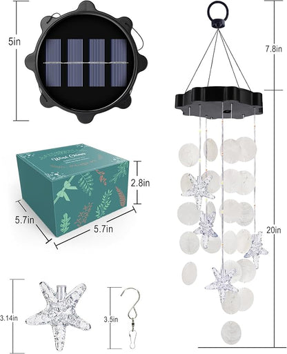 Toodour Solar Wind Chimes for Outside, Shells Light Gifts for Mom Grandma Women - Image 7