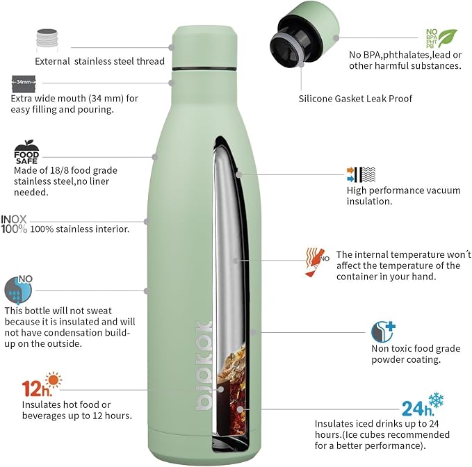 BJPKPK 25oz Insulated Water Bottle Double Wall Vacuum Insulated Stainless Steel - Image 3