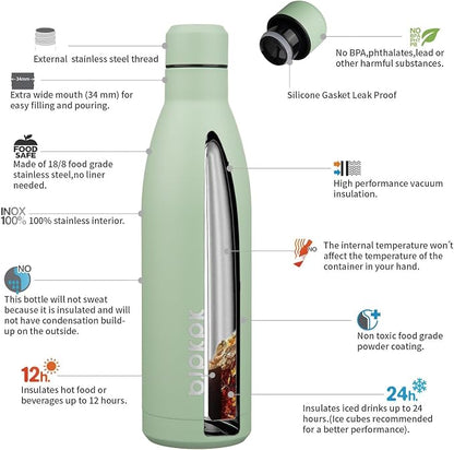 BJPKPK 25oz Insulated Water Bottle Double Wall Vacuum Insulated Stainless Steel - Image 3