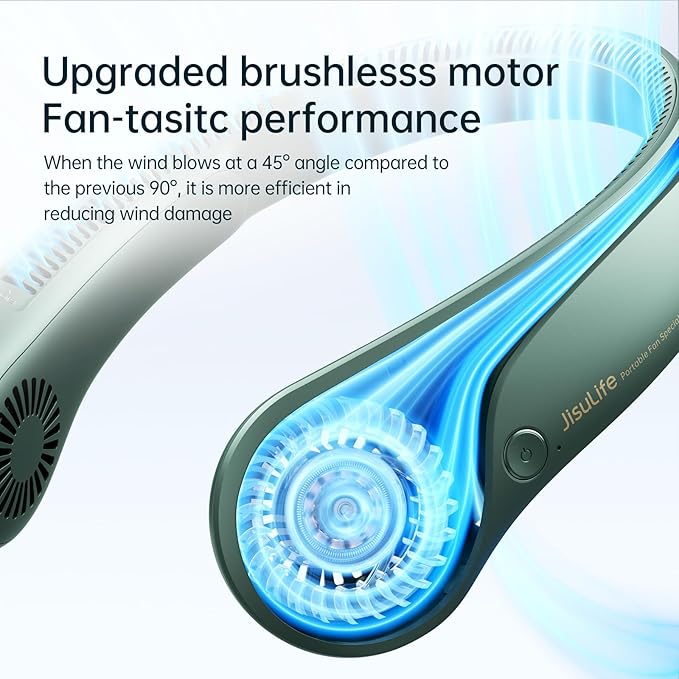JISULIFE Portable Neck Fan, Hands Free Bladeless Fan, 5 Speeds, 4000 mAh - Image 4