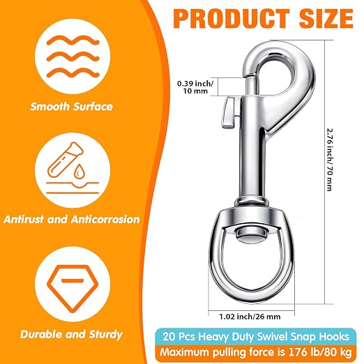 Therwen Heavy Duty 2.76 Inch Flag Hooks Clasp Single Ended Clip Hooks - Image 2