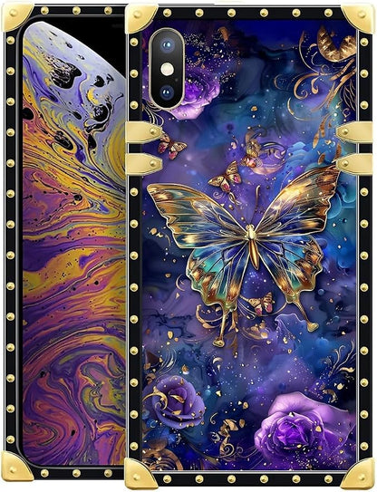 Compatible with iPhone Xs Max Case, Glistening Golden Butterfly Vibrant Purple by Unknown