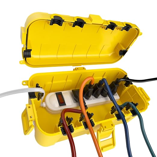 Flemoon Medium Outdoor Electrical Box, IP54 Waterproof Extension Cord Cover w/6 by FLEMOON