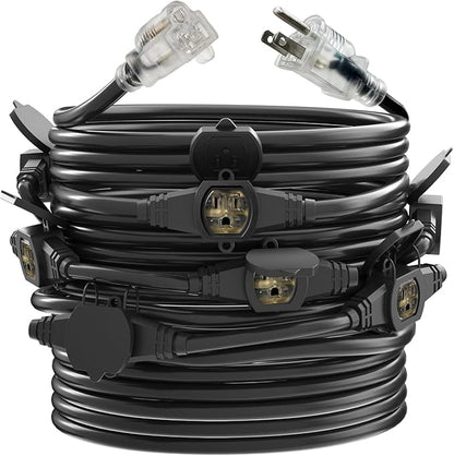 50FT Outdoor Extension Cord, 12 Gauge SJTW 5-15R Cable Male Plug to Female by oviitech
